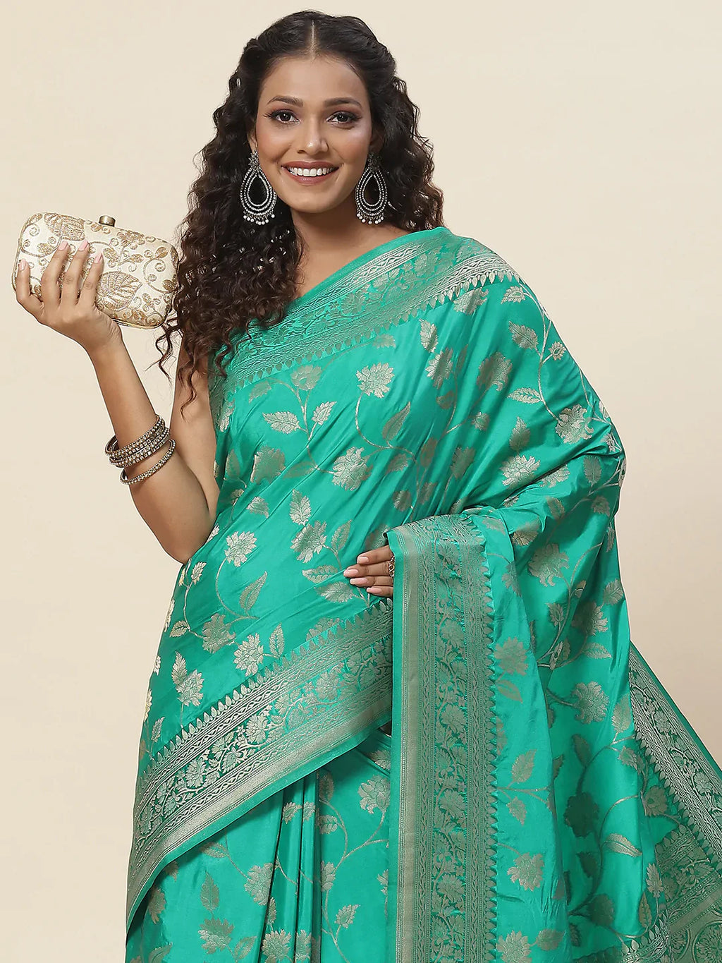 Floral Zari Jaal Handloom Woven Saree