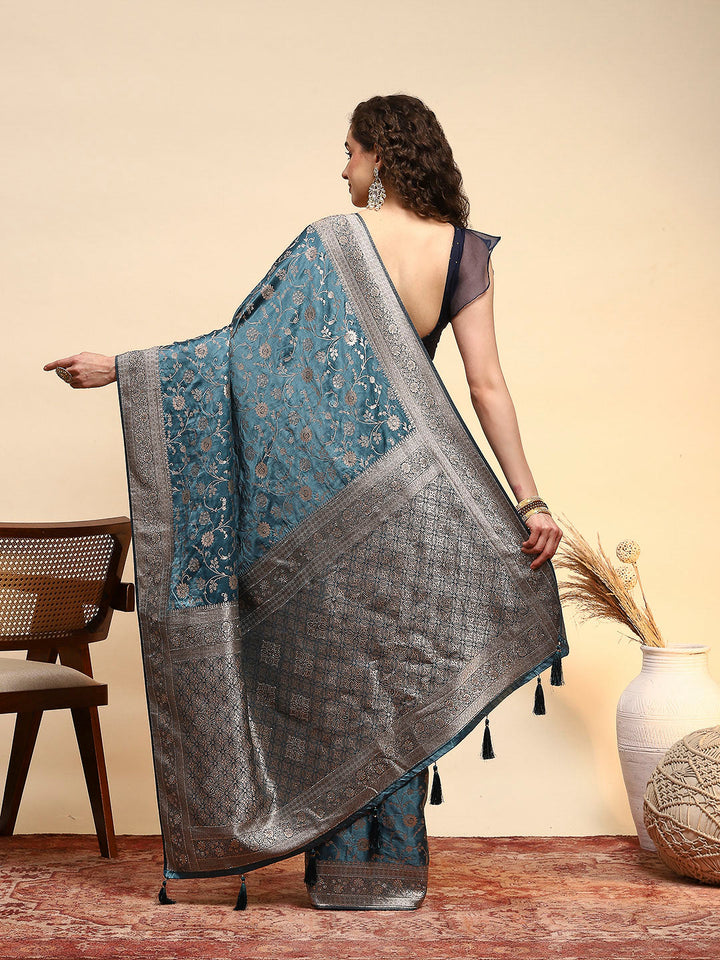 Embroidered Satin Saree