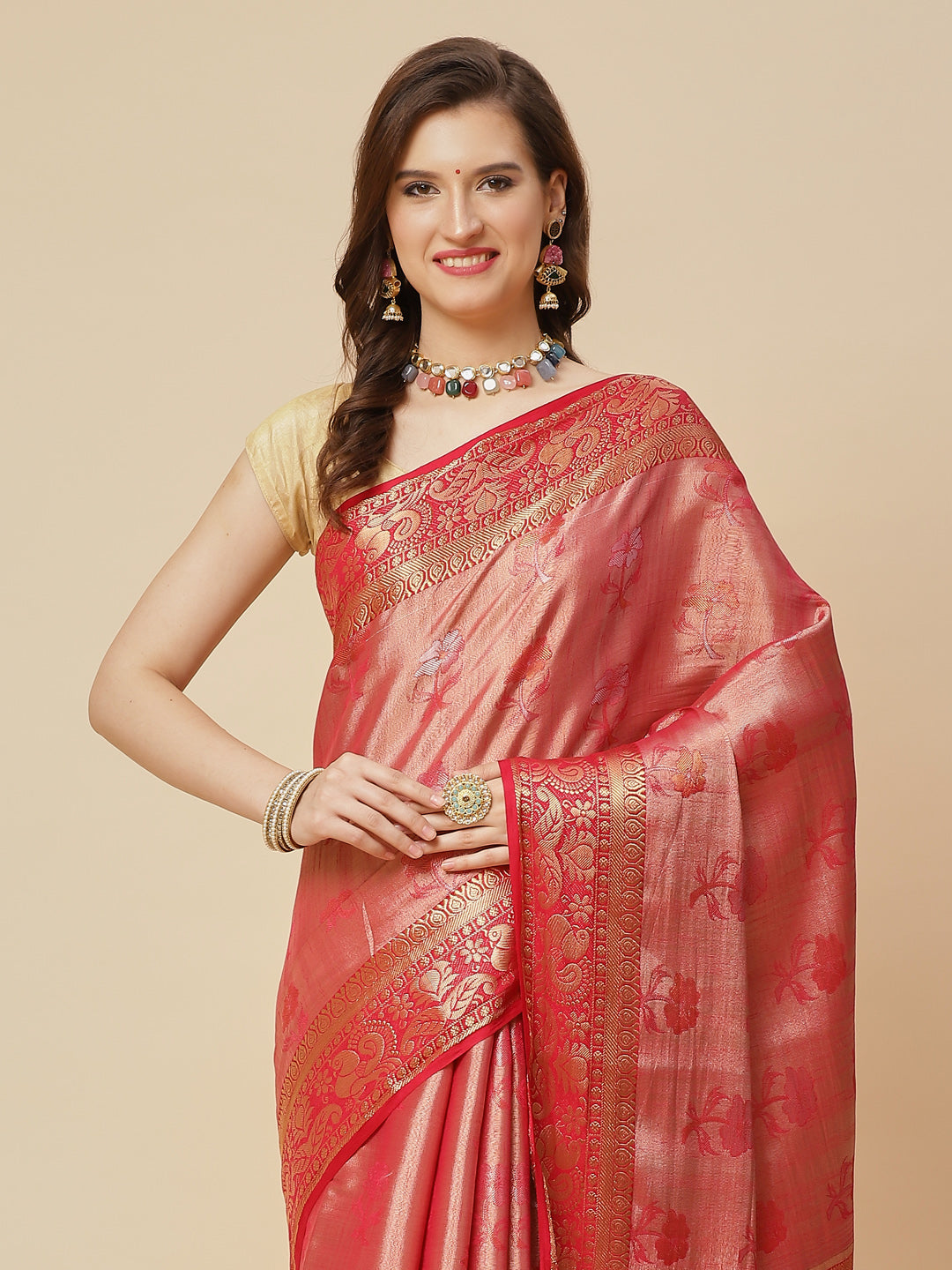 Brocade Zari Jaal Art Handloom Woven Saree