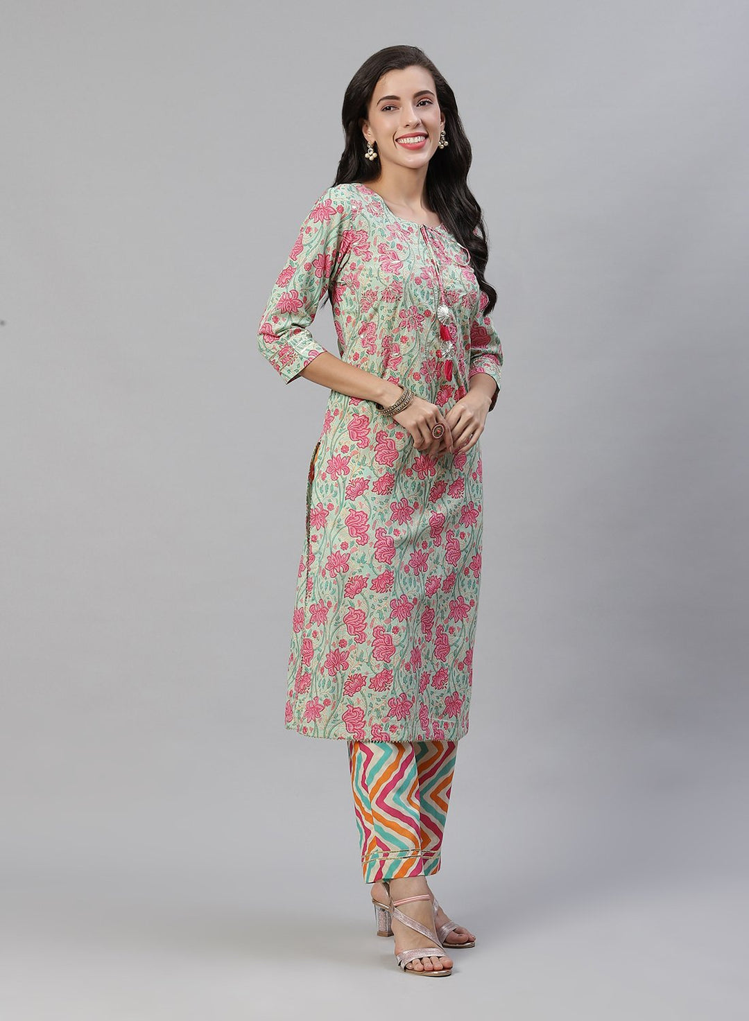 Printed Cotton Kurti With Pant