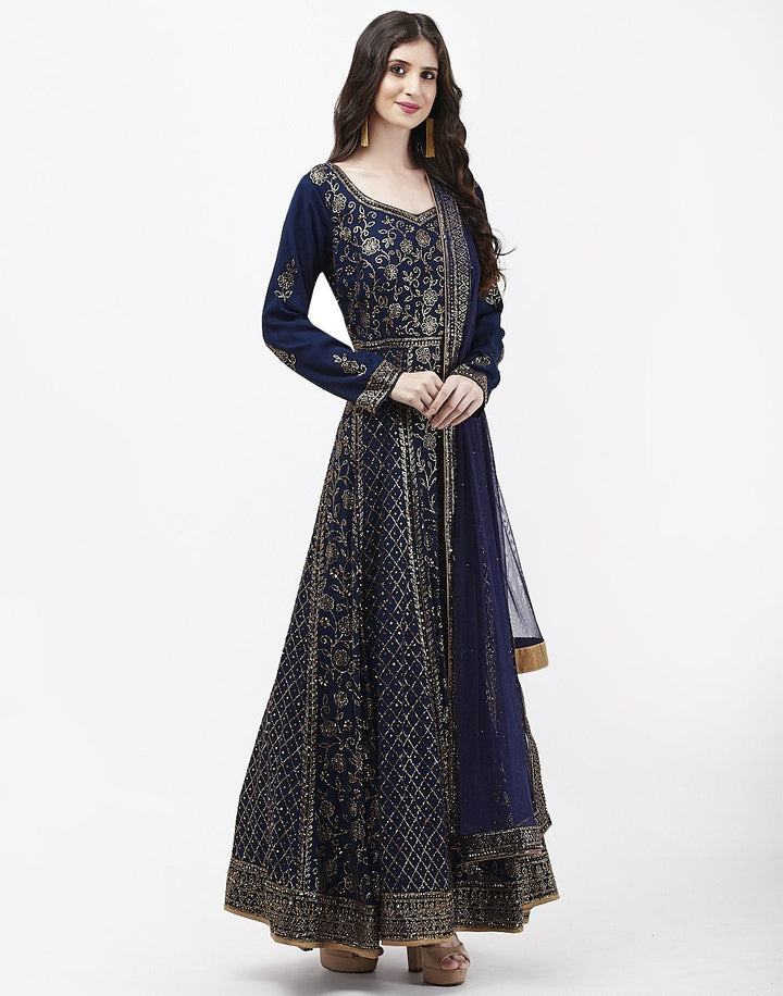 MBZ Meena Bazaar-Navy Blue Art Georgette Salwar Kameez