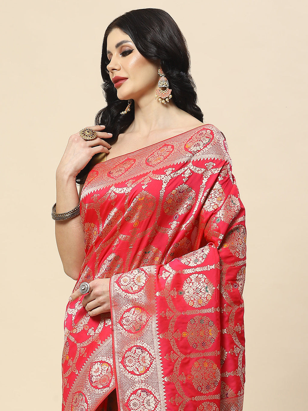 Zari Jaal Woven Art Silk Banarsi Saree