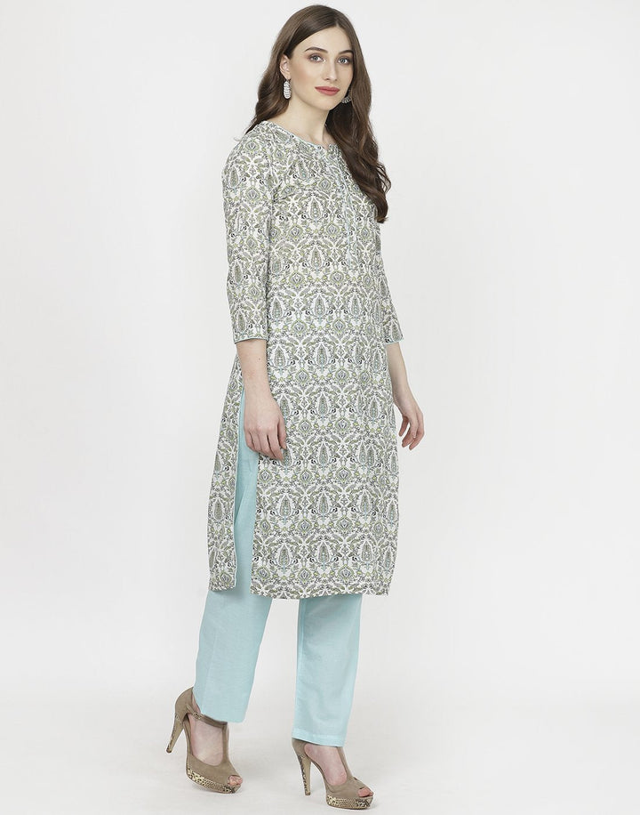 Cream Peach Cotton Kurti with Palazzo