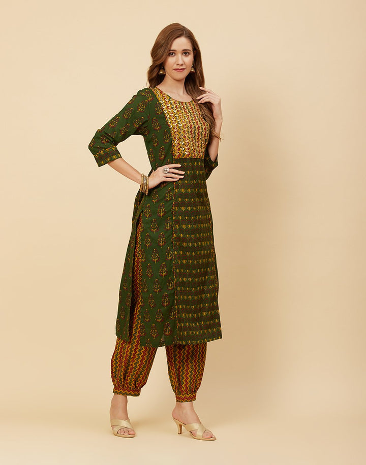 Printed Cotton Kurti With Salwar
