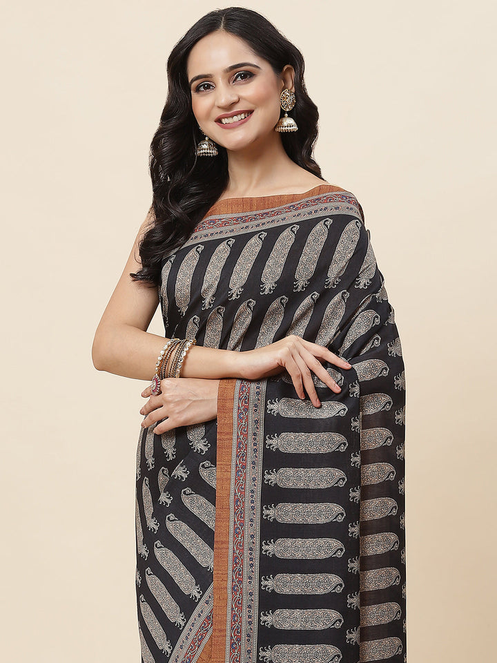 Digital Printed Art Handloom Saree - meena bazaar