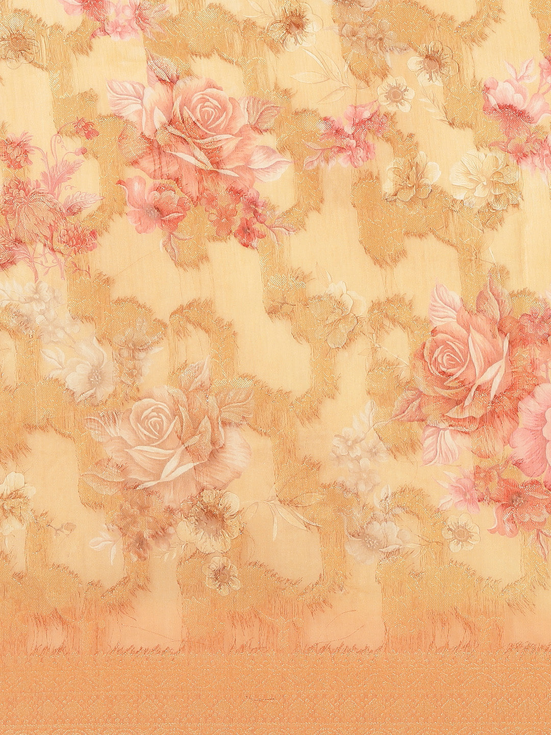 Digital Floral Printed Banarasi Pallu Cotton Chanderi Saree