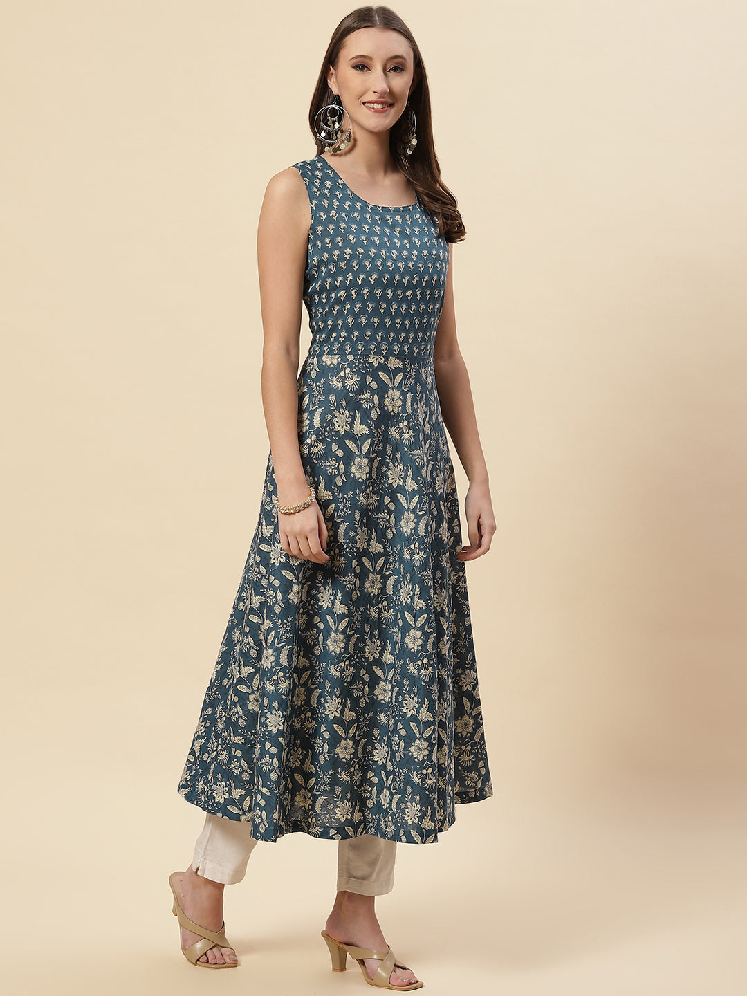 Printed Cotton Kurta With Jacket