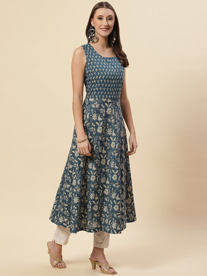 Printed Cotton Kurta With Jacket