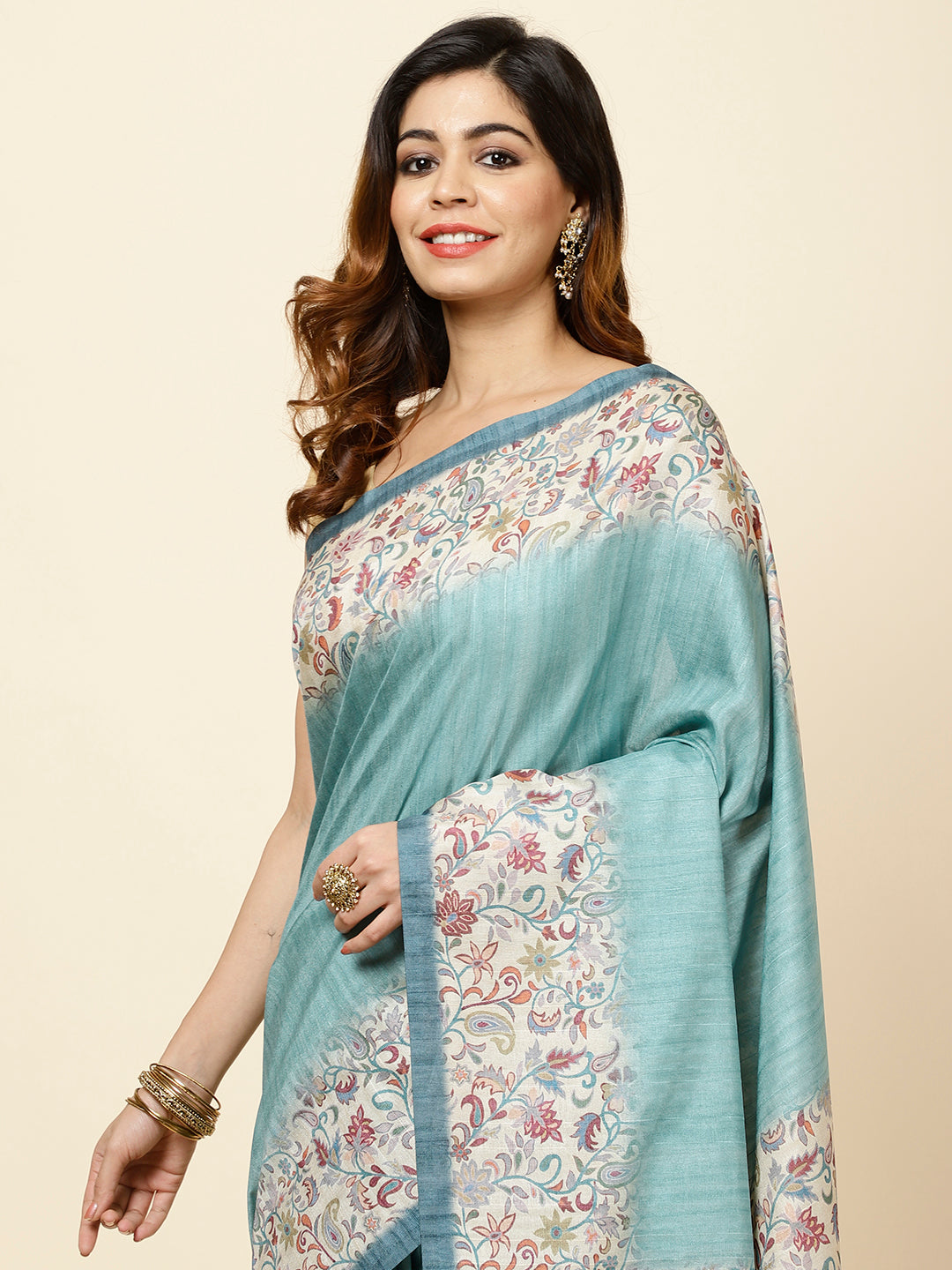 Printed Tussar Saree