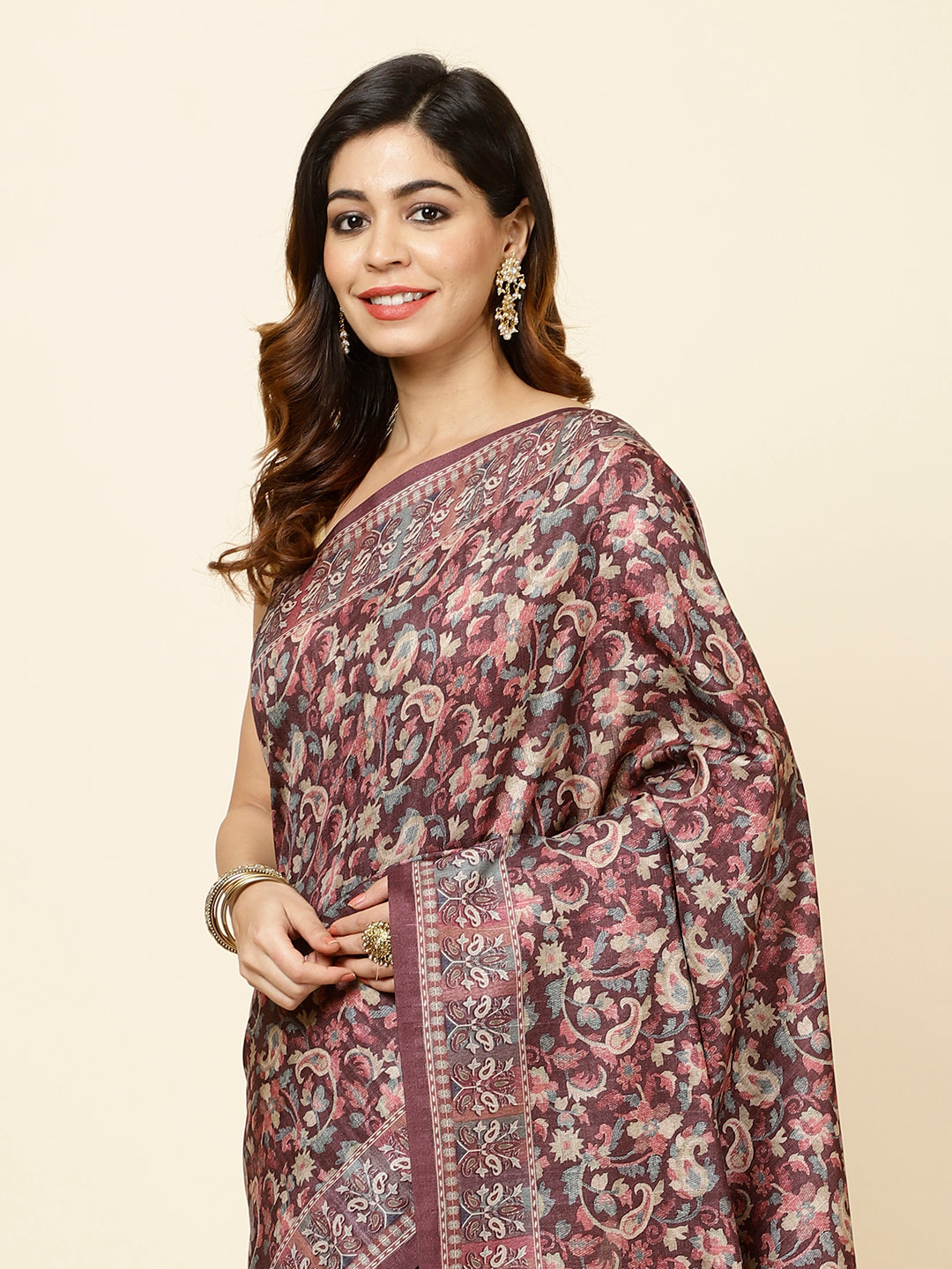 Printed Tussar Woven Saree