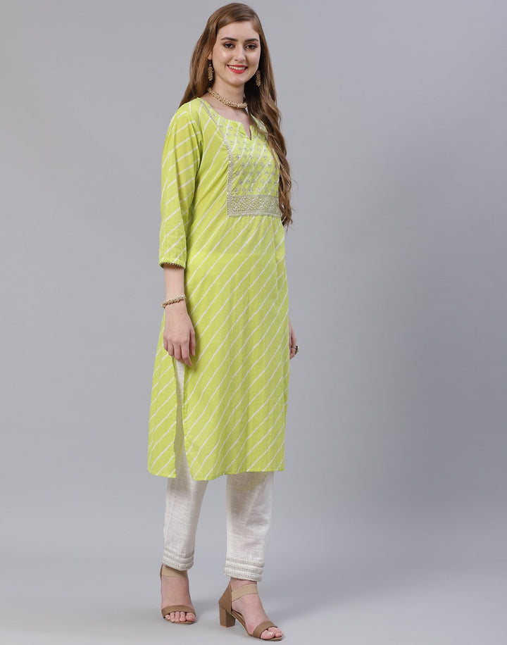 Embroidered Yoke Cotton Printed Kurti Pant Set