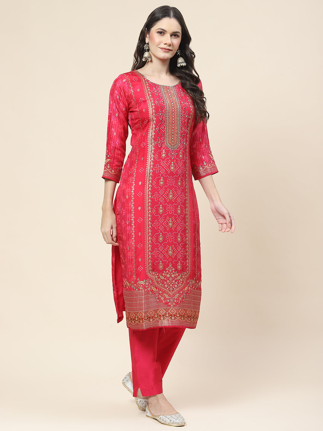 Printed Handloom Kurta With Pants &amp; Dupatta