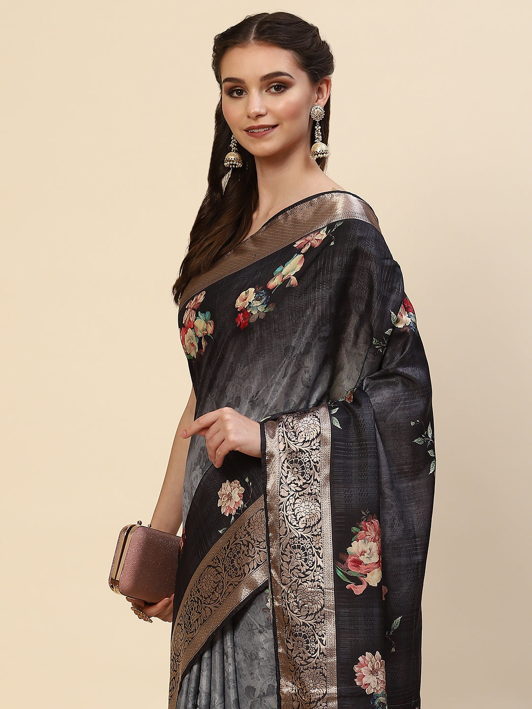 Digital Floral Printed Handloom Saree