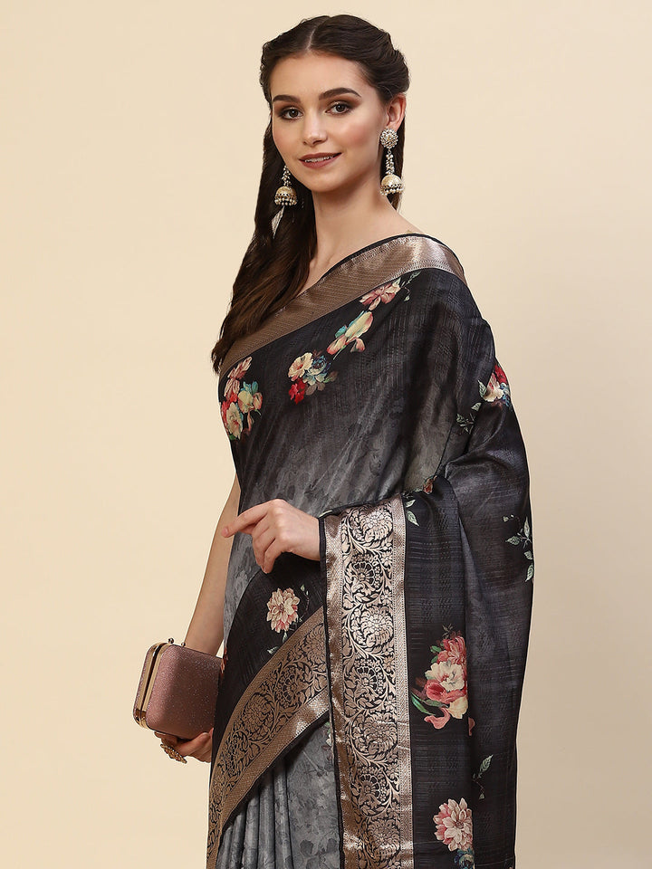 Digital Floral Printed Handloom Saree