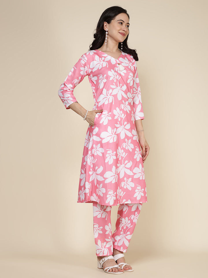 Printed Cotton Blend Kurta With Pants