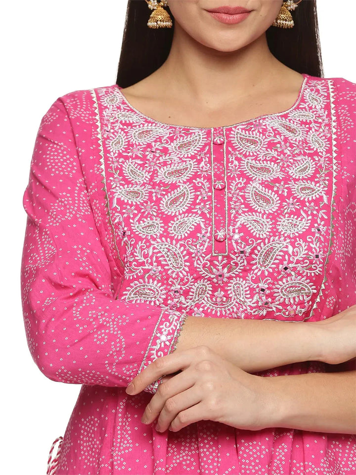 Printed Cotton Kurta With Pants
