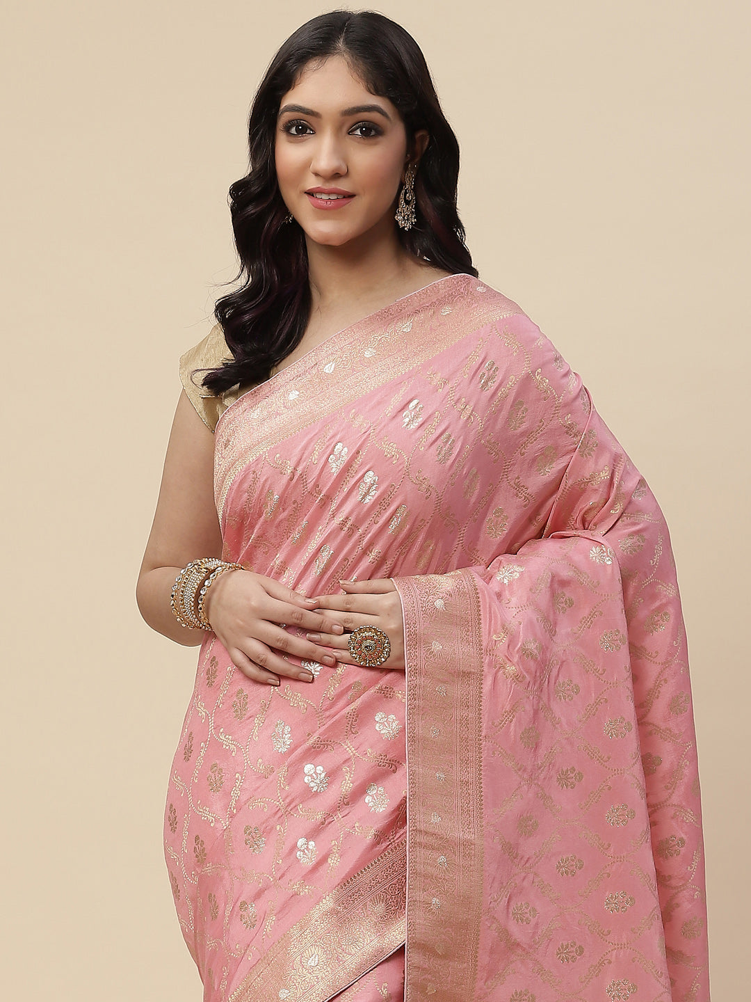 Zari Jaal Handloom Woven Saree