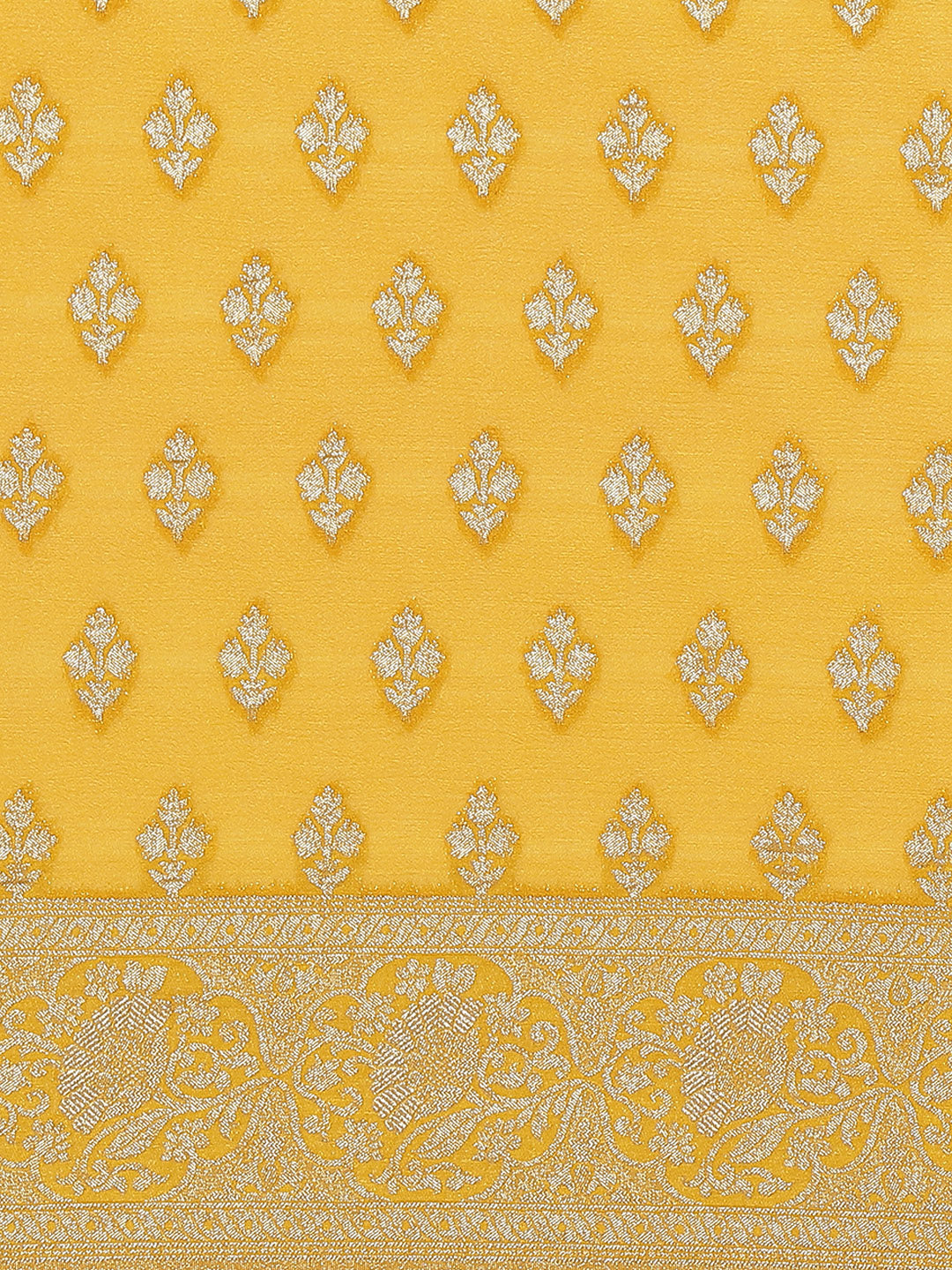 Zari Border Booti Crepe Woven Saree