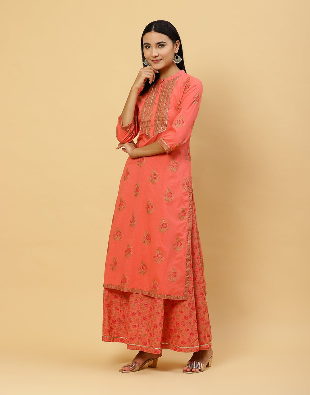 Printed Cotton Kurti With Plazzo