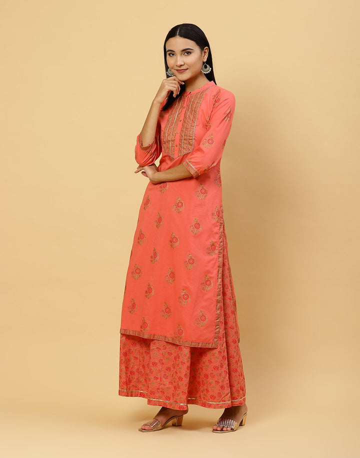 Printed Cotton Kurti With Plazzo