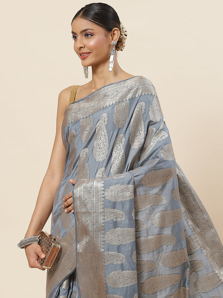 Zari Paisley Woven Handloom Saree