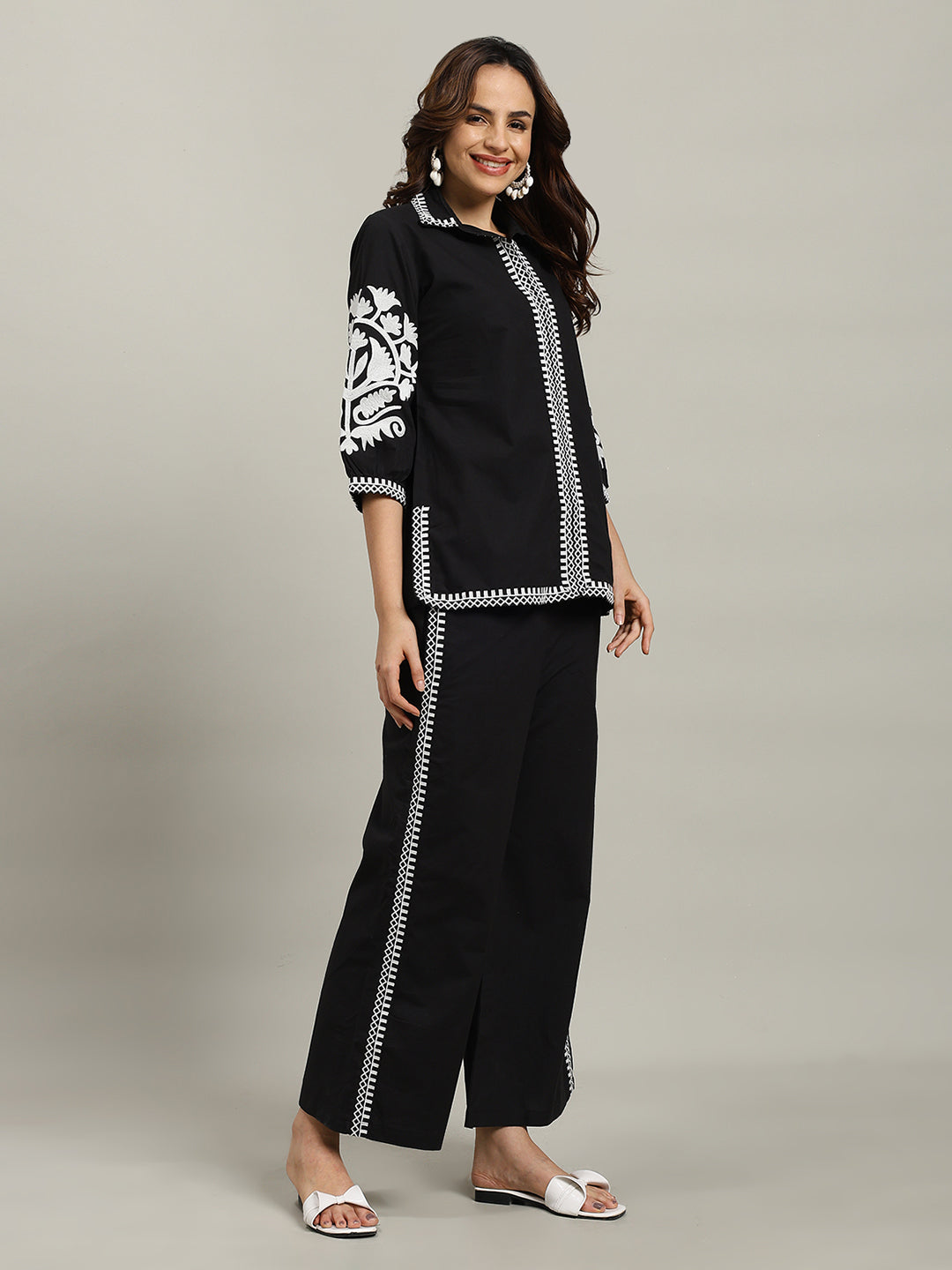 Printed Cotton Blend Kurta With Palazzo