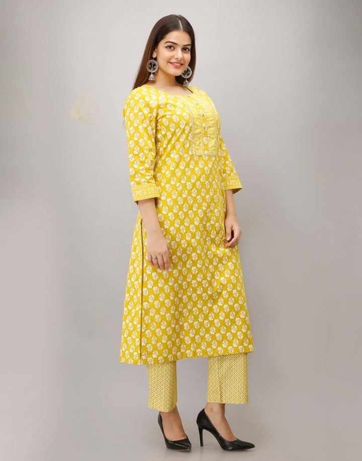 Printed Cotton Kurti With Pant