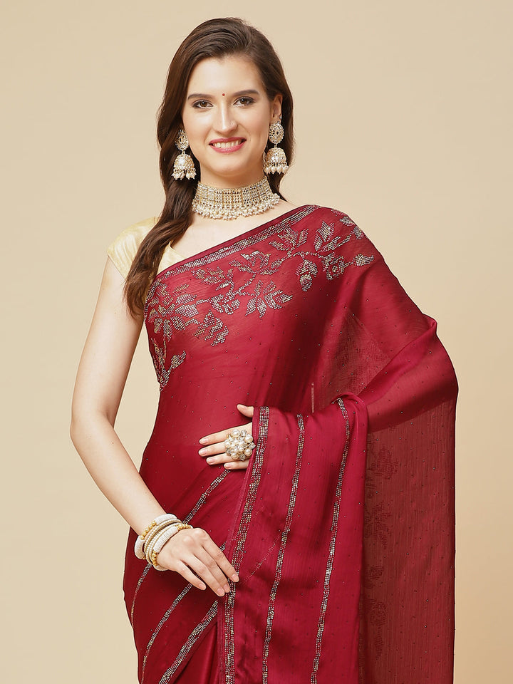 Swarovski Jaal Embroidered Art Chiffon Saree