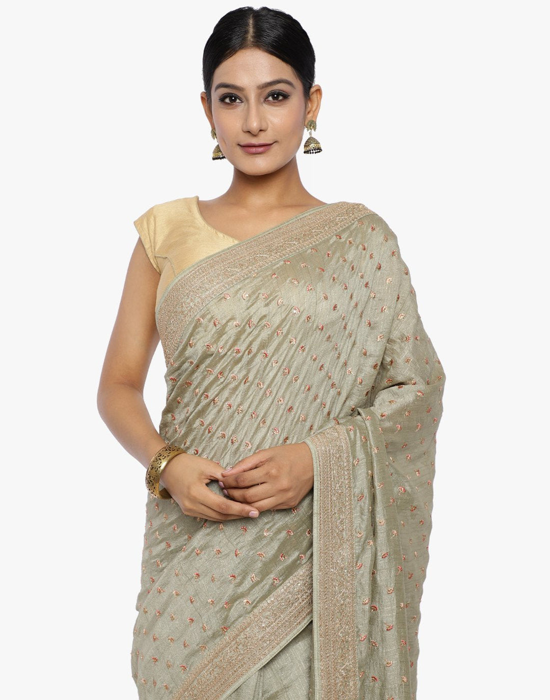 Dupi Silk Saree With Swaroski