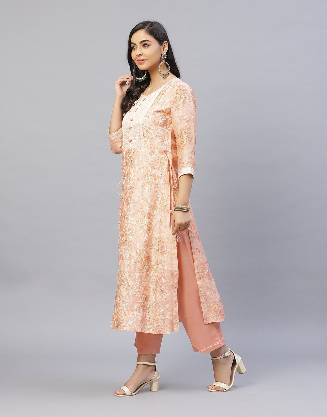 Cotton Chanderi Printed Kurti Pant Set