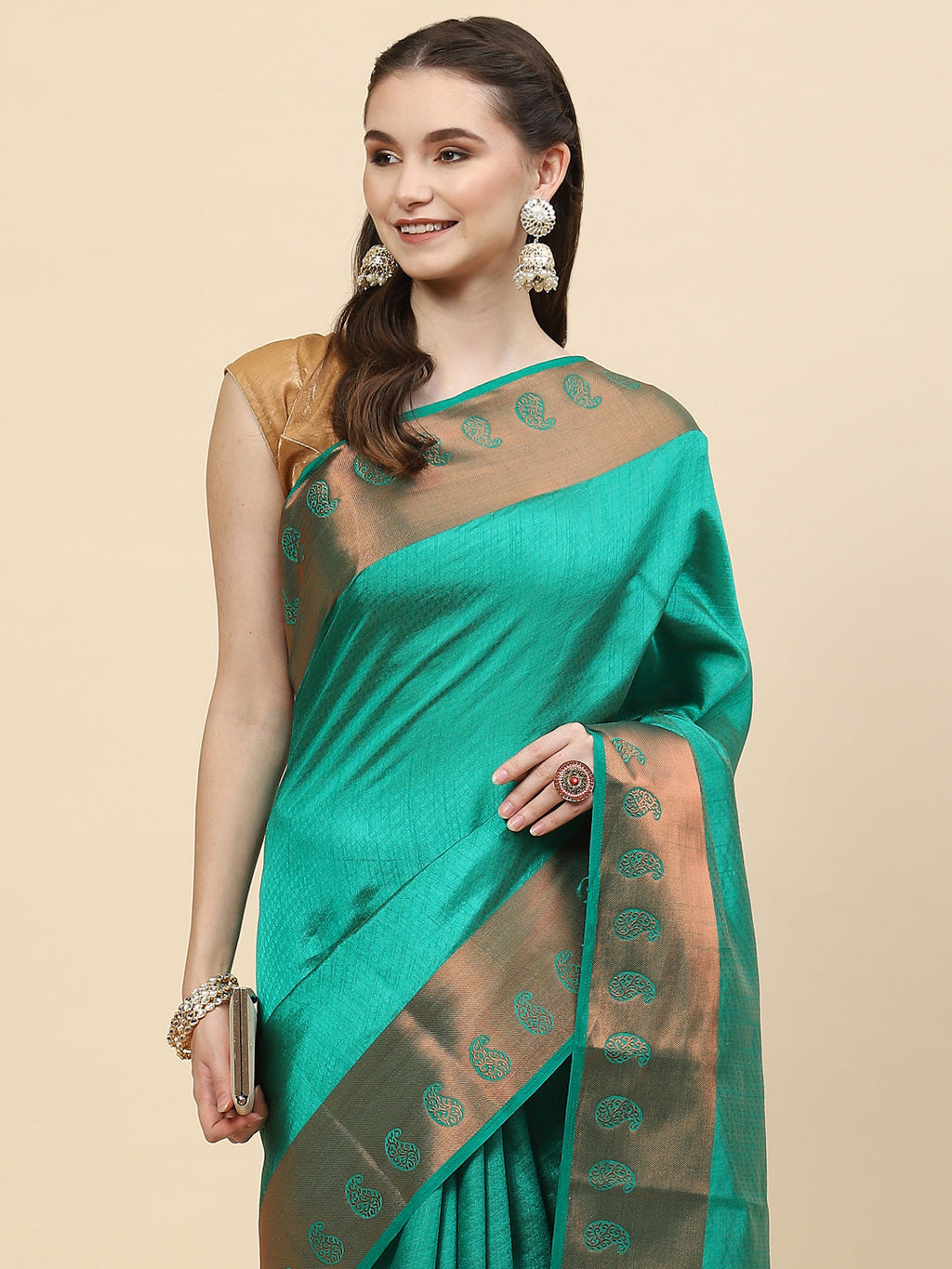 Plain Zari Border Handloom Woven Saree