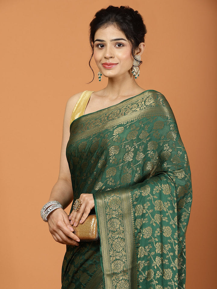 Zari Border Woven Chiffon Saree