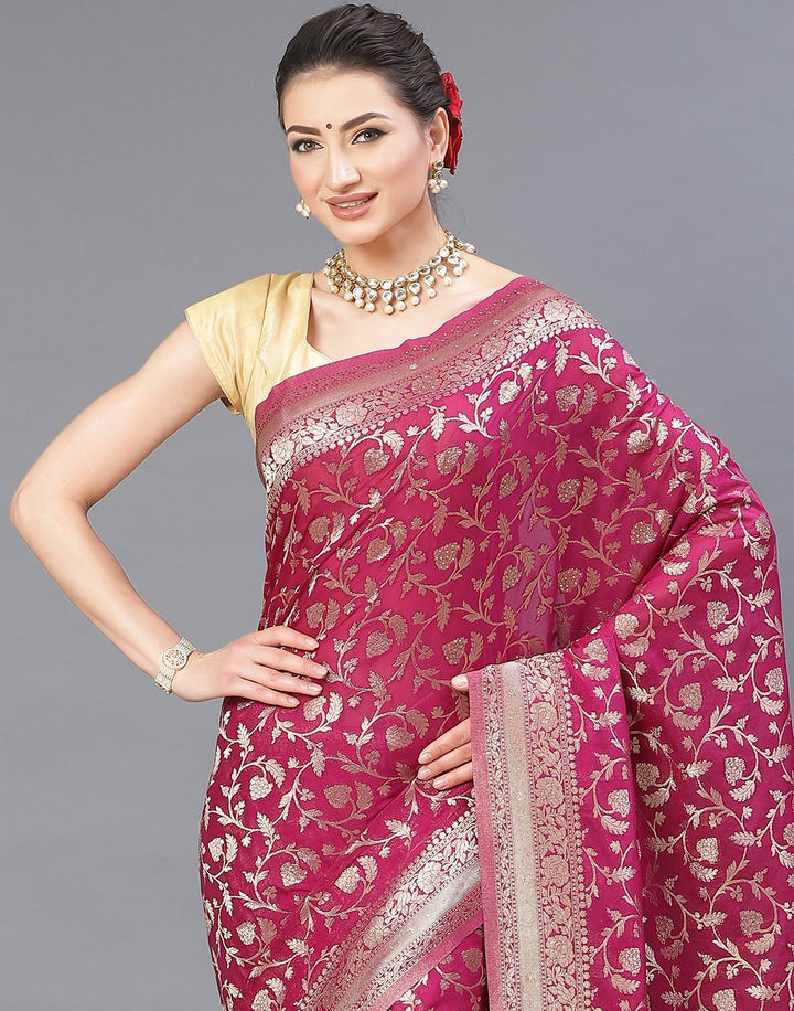 MBZ Meena Bazaar-Zari Jaal Art Georgette Saree