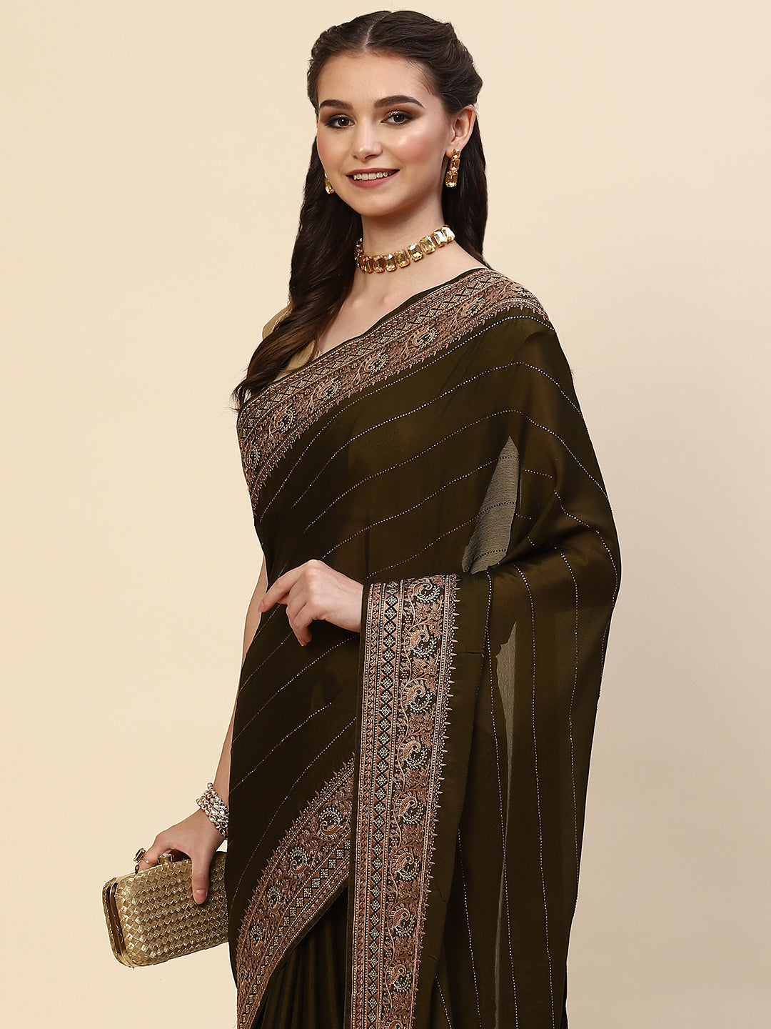 Swarovski Embroidered Georgette Saree