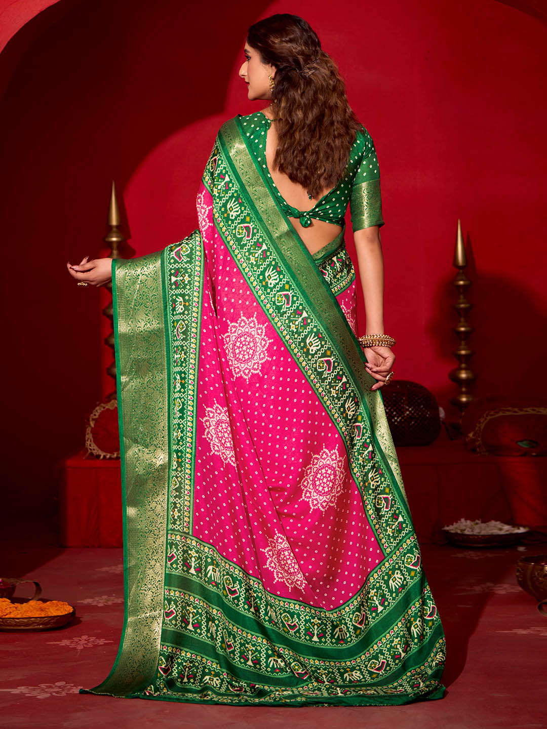 Bandhani Printed Art Silk Saree