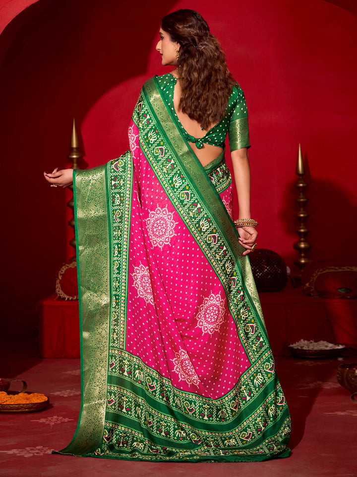 Bandhani Printed Art Silk Saree