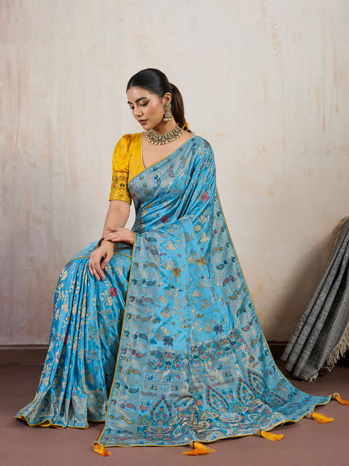Woven Design Satin Makhmal Silk Saree