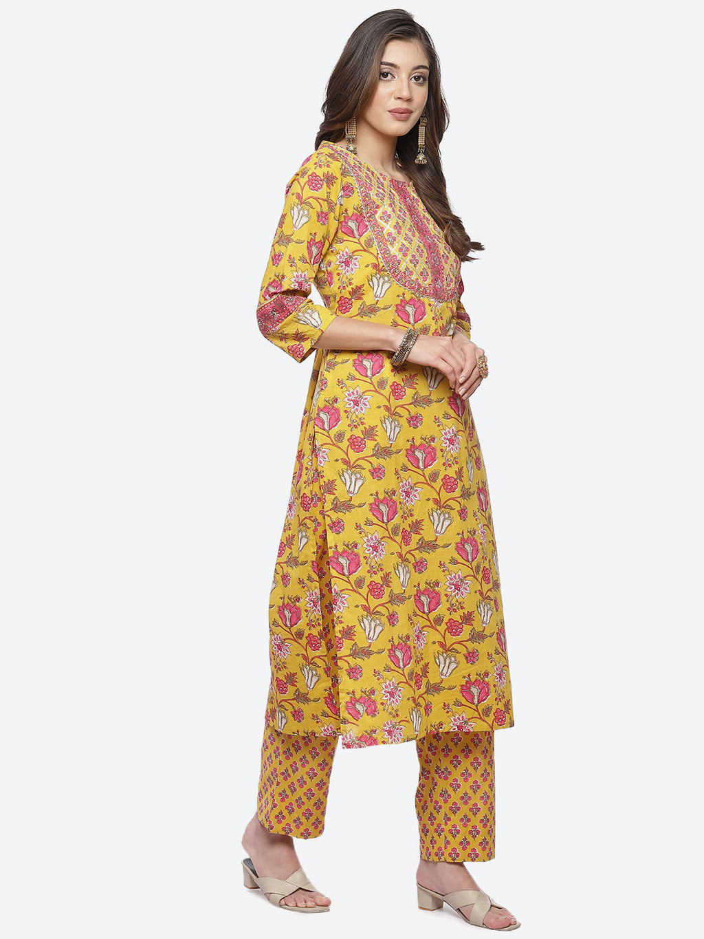Floral Printed Cotton Stitched Salwar Kameez With Printed Cotton Dupatta