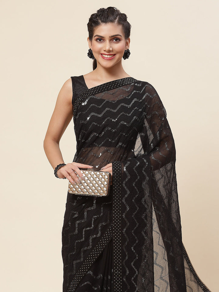 Sequin Embroidered Georgette Saree