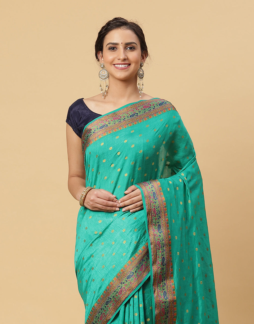 Woven Art Handloom Saree With Zari Booti Border
