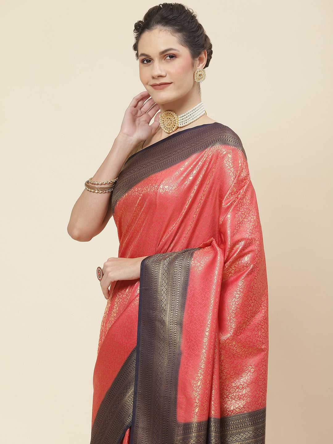 Zari Jaal Woven Handloom Saree