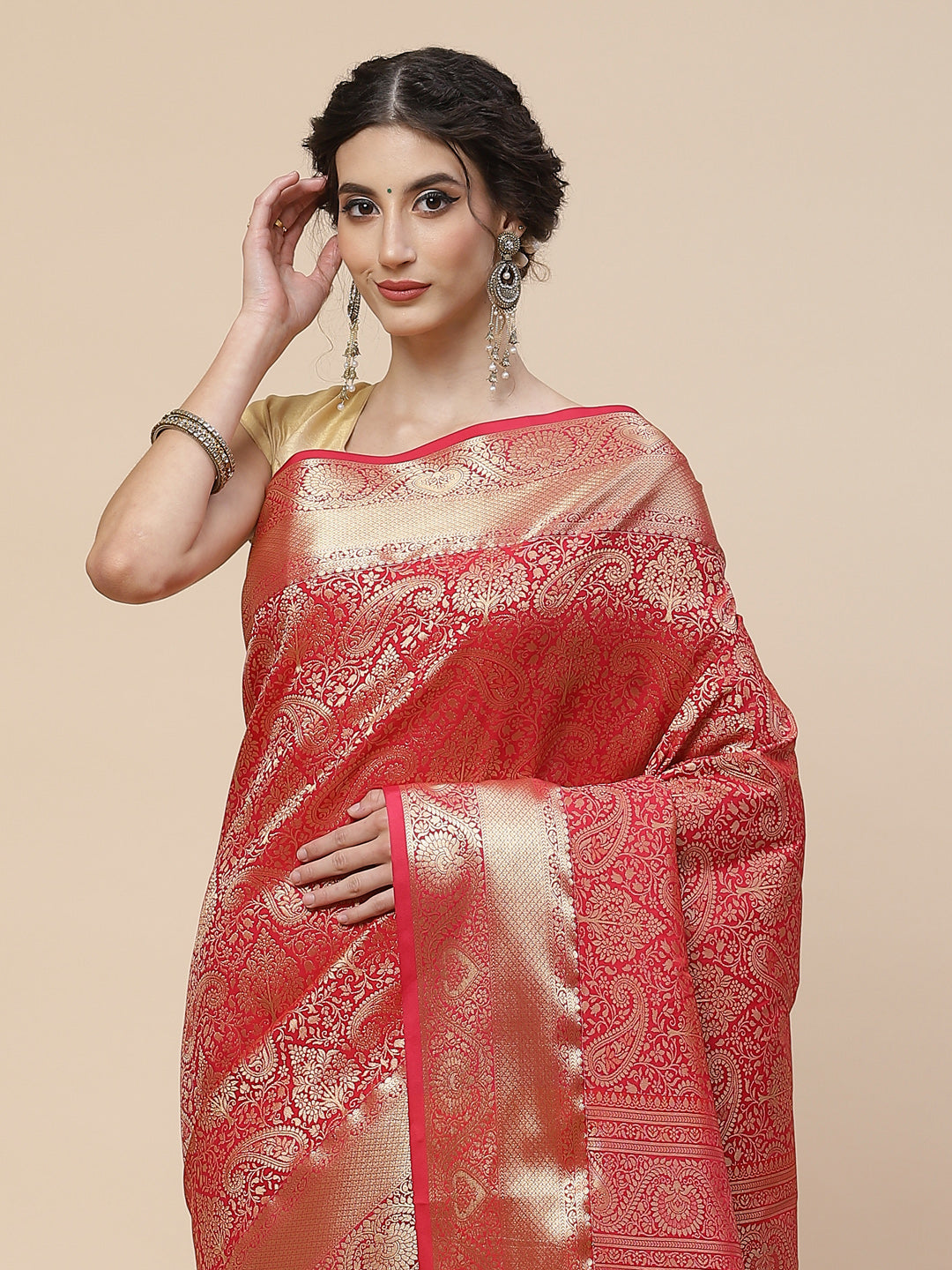 Brocade Zari Jaal Art Handloom Woven Saree
