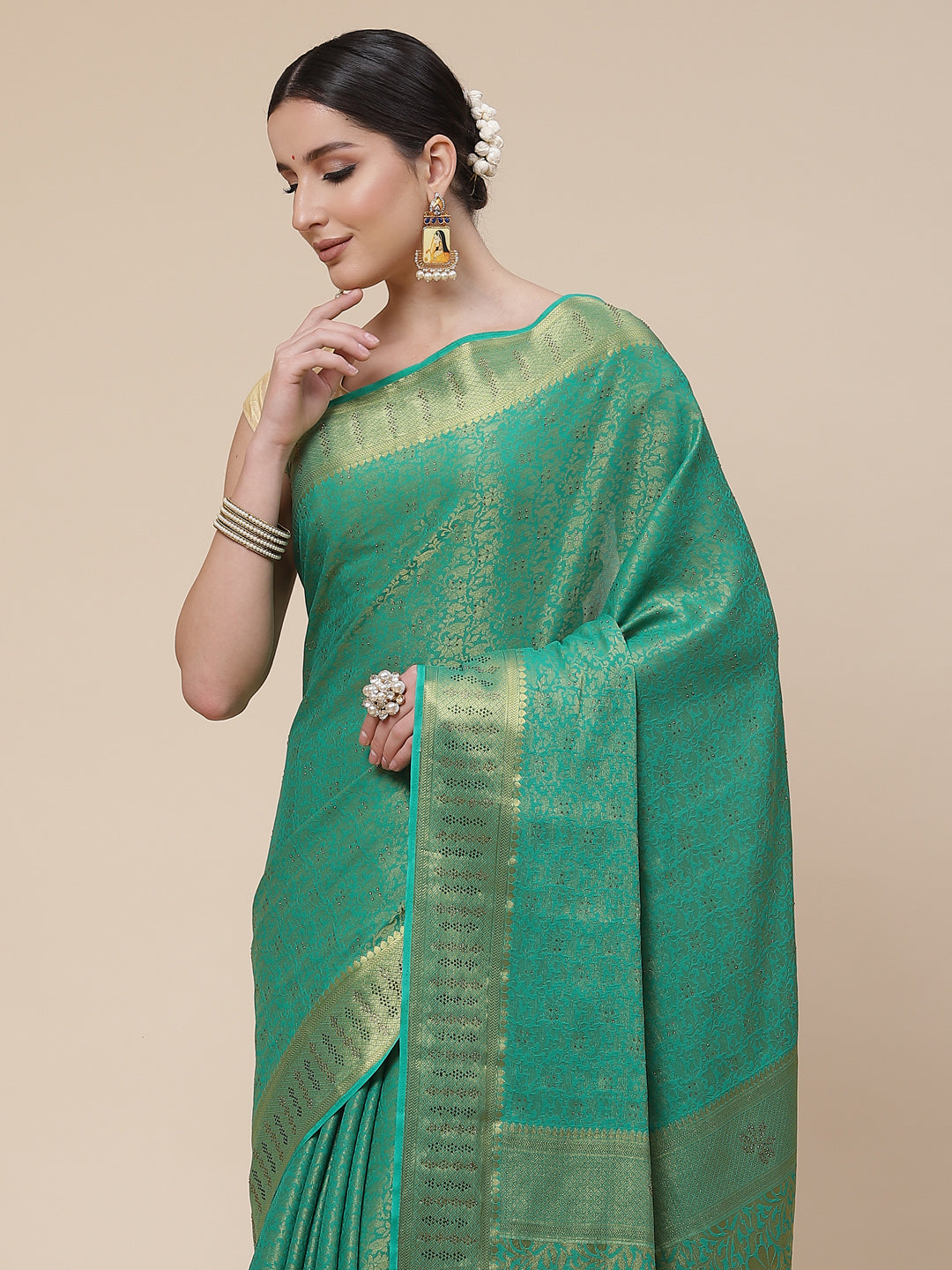 Stone Work Georgette Plain Saree