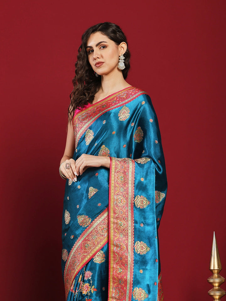 Woven Design Satin Saree