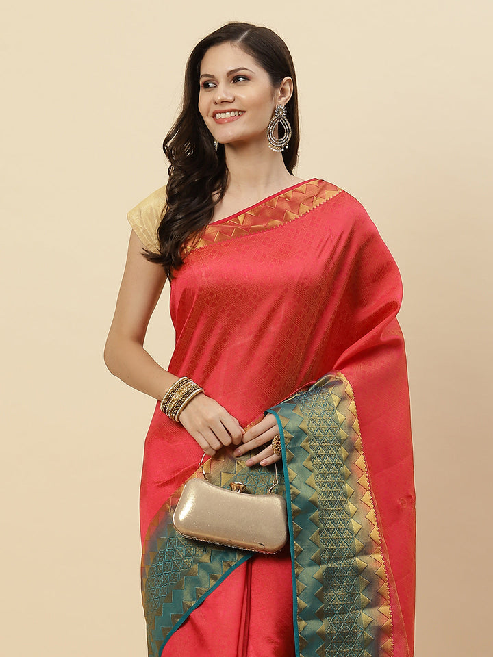 Plain Zari Border Handloom Woven Saree