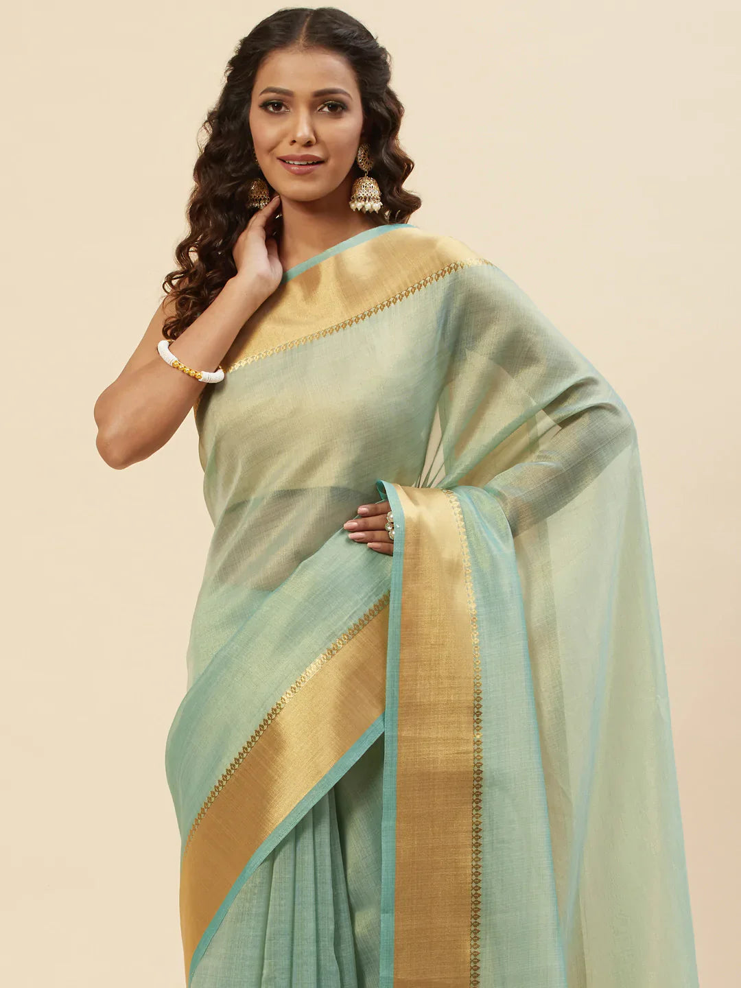 Plain Zari Border Handloom Woven Saree