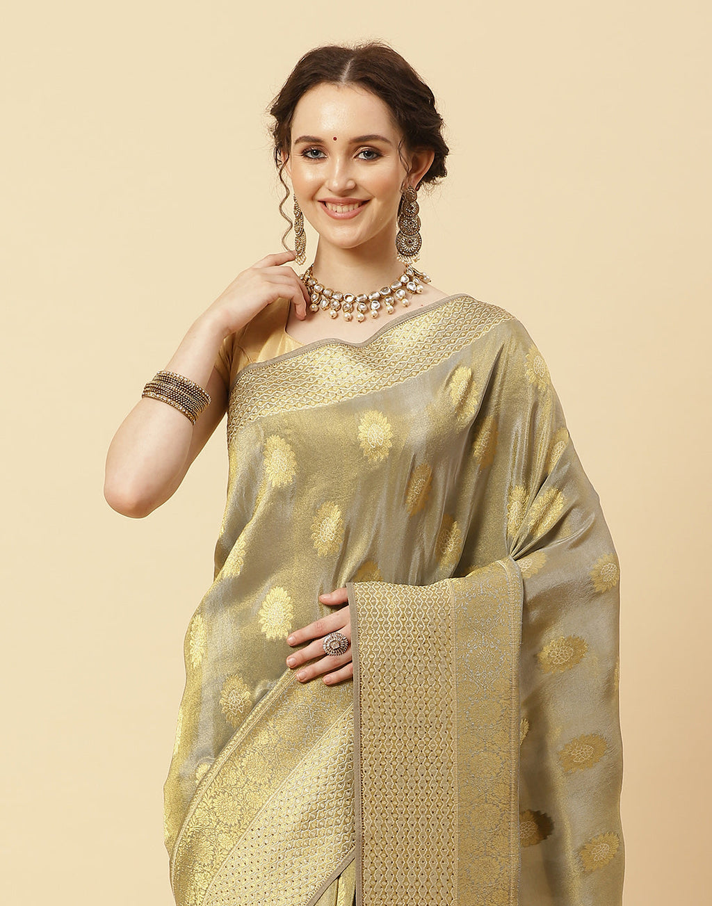 Embroidered Banarasi Kota Tissue Saree