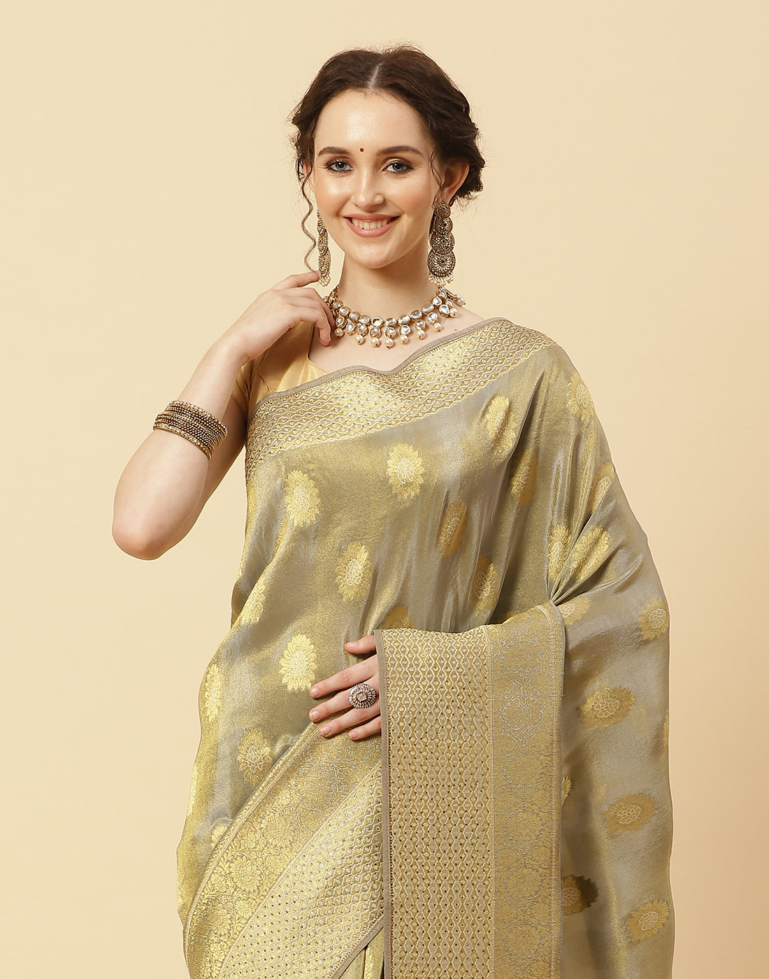 Embroidered Banarasi Kota Tissue Saree