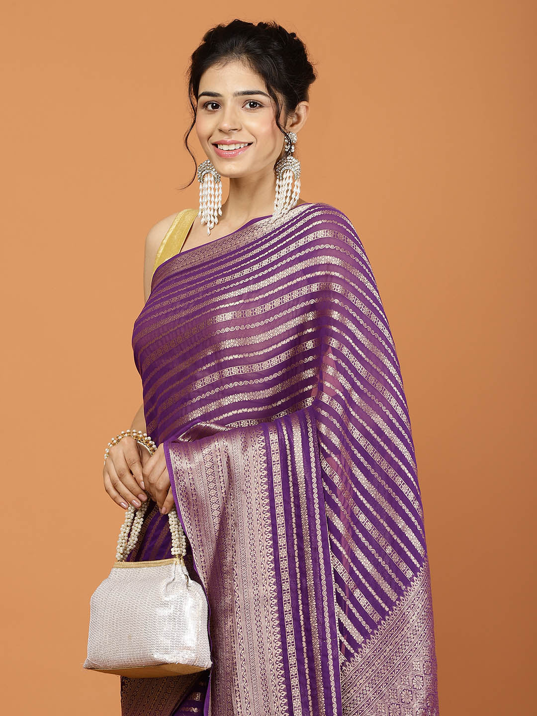 Zari Border Woven Georgette Saree