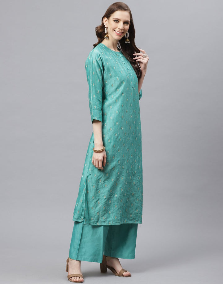 Embroidered Chanderi Kurti with Palazzo